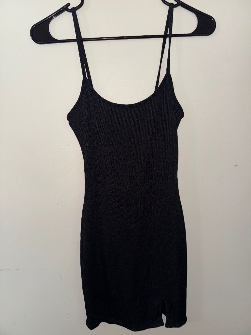 Plain black body con mini dress